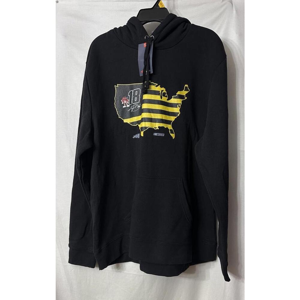 NWT Fanatics Mens Long Sleeve Kyle Busch 18 M&M Nascar Pullover Hoodie Size 2XL‎